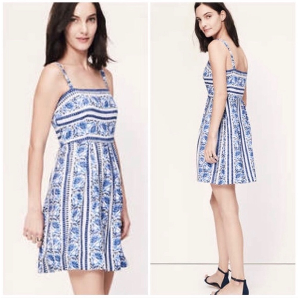 Ann Taylor Loft blue and white sundress